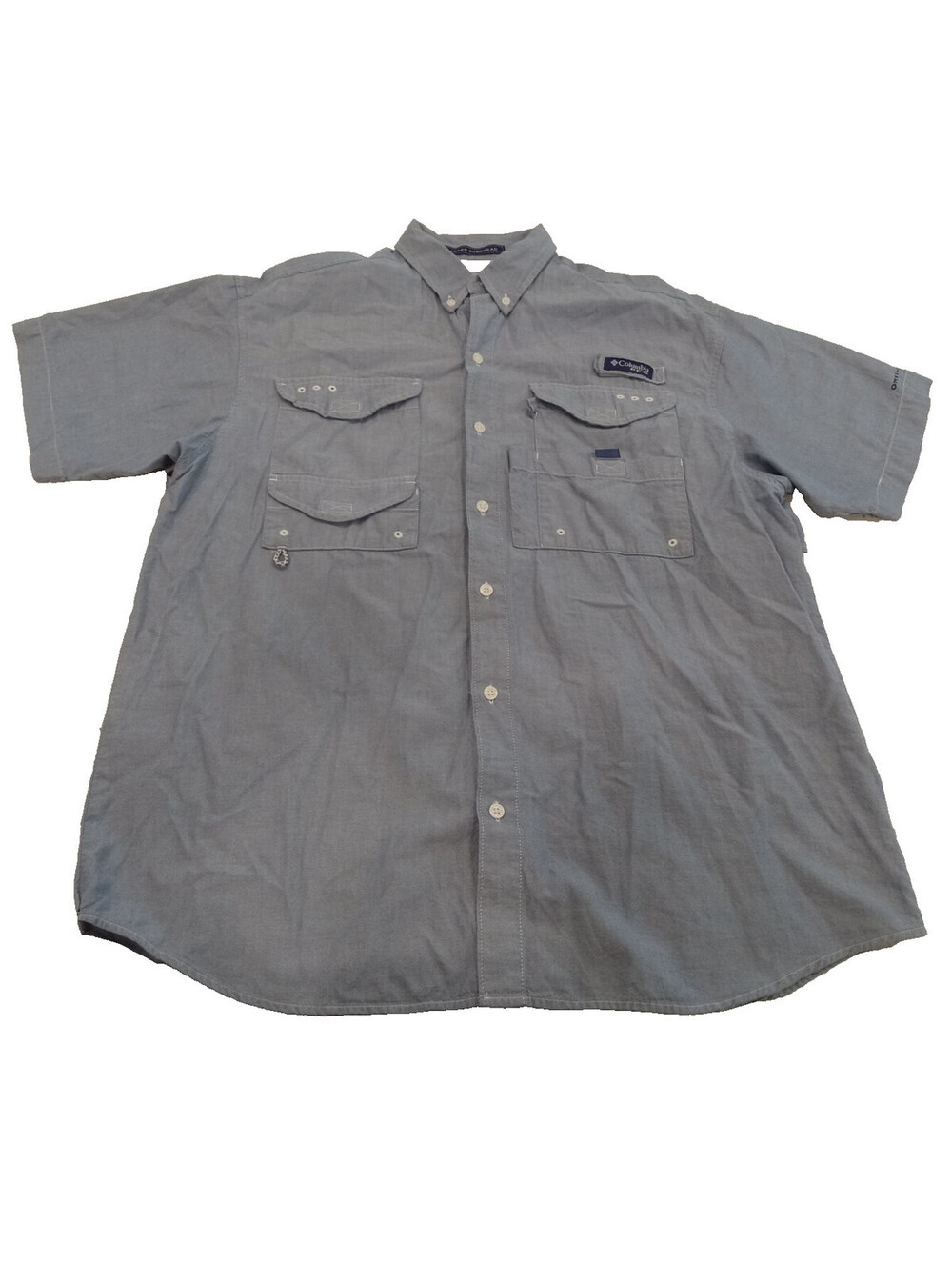 Columbia PFG Super Bonehead Shirt Mens Medium Blue Short Sleeve Vented Fishing M